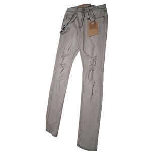 NWT Street Jeans‎ Sz. 28X32 Light Gray Destroyed Skinny Jeans